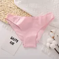 Soft pink solid color cotton ladies briefs featuring a comfortable V-waist design style. - Light Pink