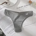 Graue Rippenbaumwolle V-Taille Damen Slip, bequeme Alltagsunterwäsche Artikel. - M / Meliertes Grau