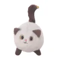 Adorable peluche de gato siamés redondo con cola que se mueve y mecanismo de cuerda - Gato Menea Cola / 14cm / Blanco