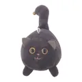 Lindo peluche de gato gris oscuro con cola que se mueve, mecanismo de cuerda y cascabel - Gato negro / 14cm / Negro