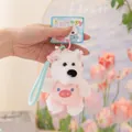 Dettaglio carino portachiavi peluche Westie bianco con vestitino rosa a maialino - Maiale Rosa / 12cm