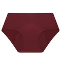 Vue détaillée d'une culotte menstruelle bordeaux étanche à quatre couches et douce - S / Bordeaux