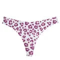 Women low rise seamless thong panties sexy purple leopard print invisible underwear 1pc - White and Purple Leopard