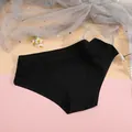 Elegant black seamless bikini panties for women featuring a delicate floral lace waistband - S / Bottoms / Black