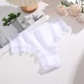 Culotte bikini élégante en coton blanc avec dentelle florale et tissu très doux - S / Blanc