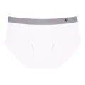 Bragas de algodón blanco de cintura baja con banda gris y detalle de corazón - S / Bottoms / Blanco
