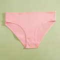 Soft pink ribbed cotton low-rise women's briefs with breathable textured fabric design. - S / Bottoms / Pink