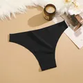 Slips sans coutures noirs unis pour femmes culotte bikini respirante et confortable usage - XS / Noir
