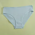 Light blue low waist ribbed cotton panties for women with breathable fabric texture - Grey Blue