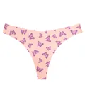 String sexy taille basse sans coutures pour femme, rose avec imprimé papillon violet. - S / Rose Papillon