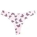 Pink seamless butterfly print thong women low rise sexy invisible underwear panty - White Butterfly Print