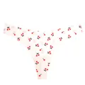Women low-waist seamless thong underwear with cute cherry print, breathable fabric. - White Cherry