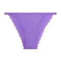 Detailed view of women's purple ribbed cotton panties with elegant floral lace trim - S / Bottom (L031) / Purple