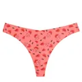 Women's low-waist seamless thong underwear with cute watermelon print, comfortable and invisible. - Red Base Watermelon