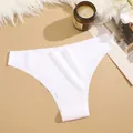 White seamless low-waist ice silk women panties breathable solid color bikini briefs SKU - White