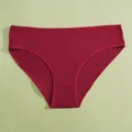 Comfortable dark red low-waist ribbed cotton panties with breathable and lightweight design - Wine Red
