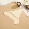 Comfortable seamless low-rise women ice silk panties breathable solid color bikini briefs - Nude
