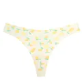 Women's low-waist seamless thong underwear, comfortable minimalist design with lemon print. - Lemon with Green Base