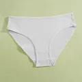 Comfortable light grey ribbed cotton women's breathable low waist briefs underwear - Light Gray
