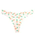 Seamless low-waist thong underwear for women, cute pineapple print pink T-back panty. - Pink with Pineapple