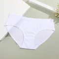 Comfortable white seamless women's briefs with breathable lightweight textured fabric - White