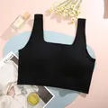 Black ribbed yoga crop top sports bra - S / Top And Bottom / Black