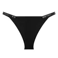 Comfortable black ribbed cotton bikini underwear featuring a lettered elastic waistband - M / Bottoms / Black