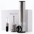Circle Joy 4-in-1 electric wine opener gift set with stainless steel accessories and box - Stainless Steel 4-in-1 Wine Set / Silver