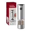 Macina pepe e sale elettrico in acciaio inossidabile a batteria con confezione inclusa - Singola Unità in Acciaio Inossidabile (KYMQ-43B-01) / 70ml / Argento