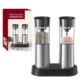 Set di macinapepe e sale elettrico a gravità in acciaio inossidabile con base - Modello a Induzione a Gravità a Carica con Base (KYMQ-28C) / 100ML Macinino Elettrico Confezione Doppia