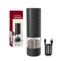 Set macinapepe elettrico ricaricabile in nero opaco con cavo USB e confezione - 70ml / Confezione Singola (Stile ABS Nero)