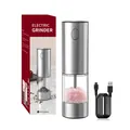 Set macina sale e pepe elettrico ricaricabile in acciaio inox con cavo di ricarica USB - 95ml / Confezione Singola (Stile Acciaio Inossidabile Argento)
