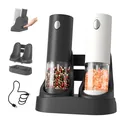 Electric salt and pepper grinder set with USB charging base and cable included - Button Base Charging Style (KYMQ-45C-AH)