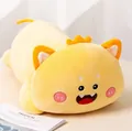 Detailed view of a cute yellow monster plush long pillow with friendly facial features - Yellow / 50cm