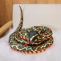 Realistic coiled python plush toy with detailed orange and black scale patterns for props - 1.1m / Red Spotted Snake