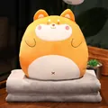 Süßes Shiba Inu Plüschkissen mit grauer Fleecedecke für Büro und Zuhause Dekoration - 柴犬(暖手抱枕背后有拉链)