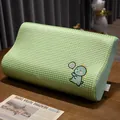 Green waffle ice silk memory foam pillow with cute dinosaur embroidery - 50x30x10cm / Green Dinosaur