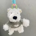 Adorable West Highland White Terrier plush keychain in a grey heart knitted sweater - Metal Buckle / 10cm / Gray