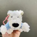 Adorable scruffy West Highland White Terrier plush dog keychain wearing a blue sweater. - Metal Buckle / 10cm / Blue