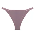 Comfortable mauve ribbed cotton bikini panties with lettered elastic waistband - M / Bottoms / Khaki