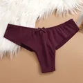 Sexy maroon women's panty with bow detail, breathable and comfortable fabric. - Deep purple