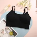 Women's black ribbed yoga camisole with thin straps and elastic hem, minimalist sports bra - S / Top And Bottom / Black