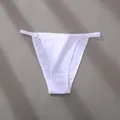 Comfortabele witte katoenen slip met lage taille, dunne bandjes en metalen ringen - M / Bottoms / Wit