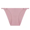 Detailed view of seamless ice silk women's panties with adjustable side straps in pink. - S / Bottoms / Khaki