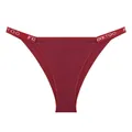 Maroon ribbed cotton bikini underwear with white lettered elastic waistband - M / Bottoms / Wine Red