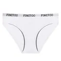 White ribbed cotton bikini panty with brand elastic waistband - M / Briefs / White