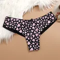Sexy mesh thong for women with pink heart pattern and front bow detail - Heart