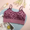 FINETOO seamless leopard print yoga sports bra with adjustable straps in mauve purple - S / Top And Bottom / Pale Mauve (A002)