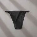 Sexy zwarte katoenen bikini-panty met lage taille en metalen ringen voor dames - M / Bottoms / Zwart