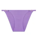 Detailed macro view of purple seamless ice silk briefs featuring adjustable side straps - S / Bottoms / Purple